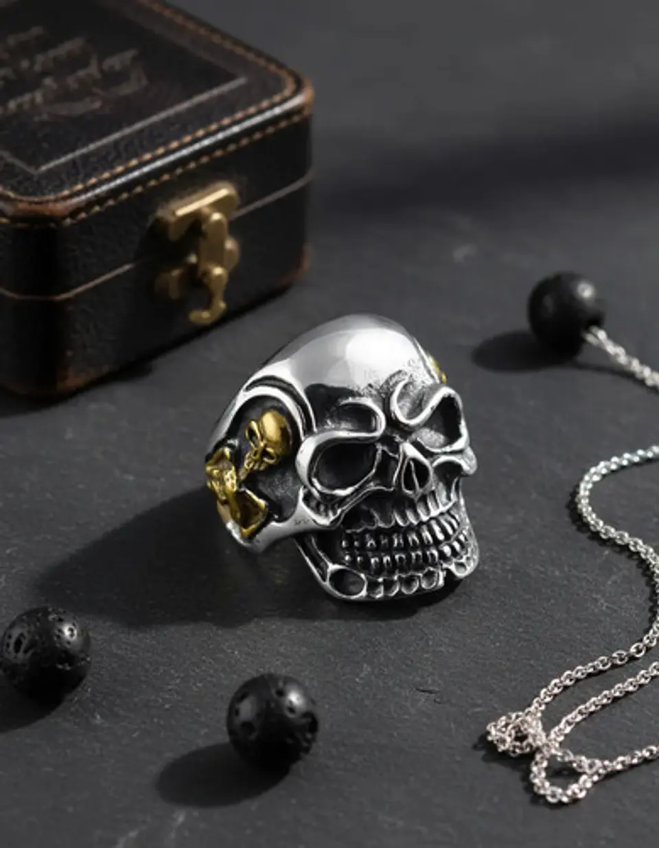 Anillo Biker Cráneo Calavera Gótico Acero Inoxidable Hombre 3