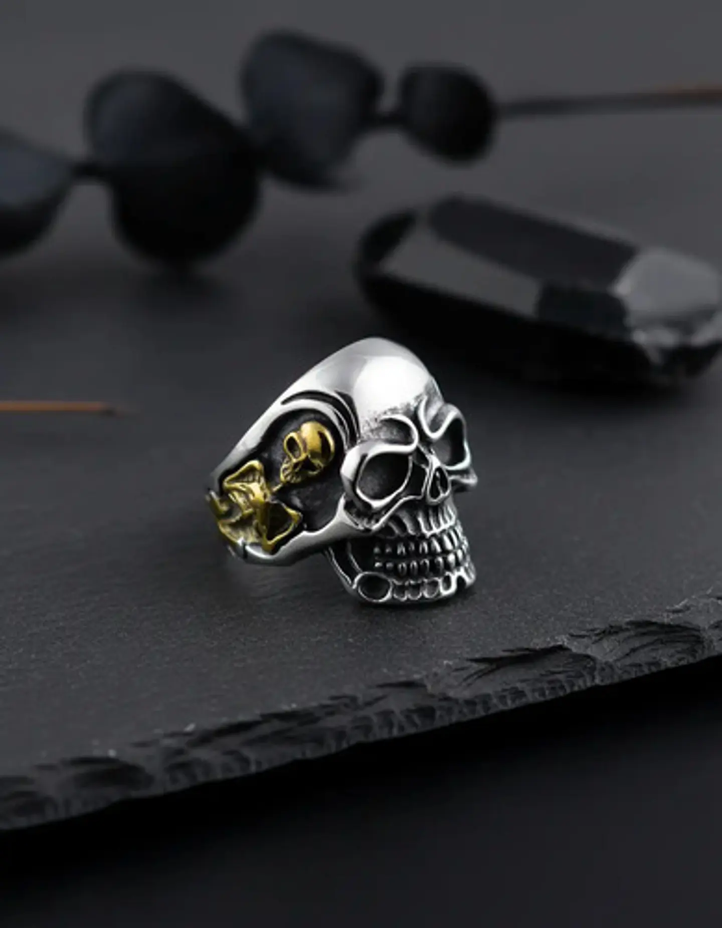 Anillo Biker Cráneo Calavera Gótico Acero Inoxidable Hombre 7