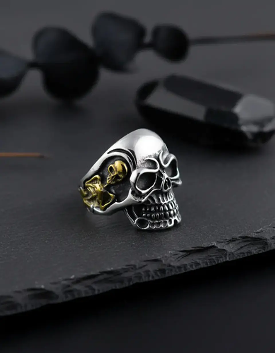 Anillo Biker Cráneo Calavera Gótico Acero Inoxidable Hombre 7