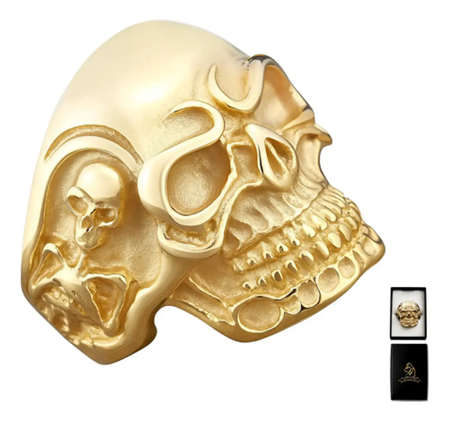 Anillo Biker Cráneo Calavera Gótico Acero Inoxidable Hombre 10
