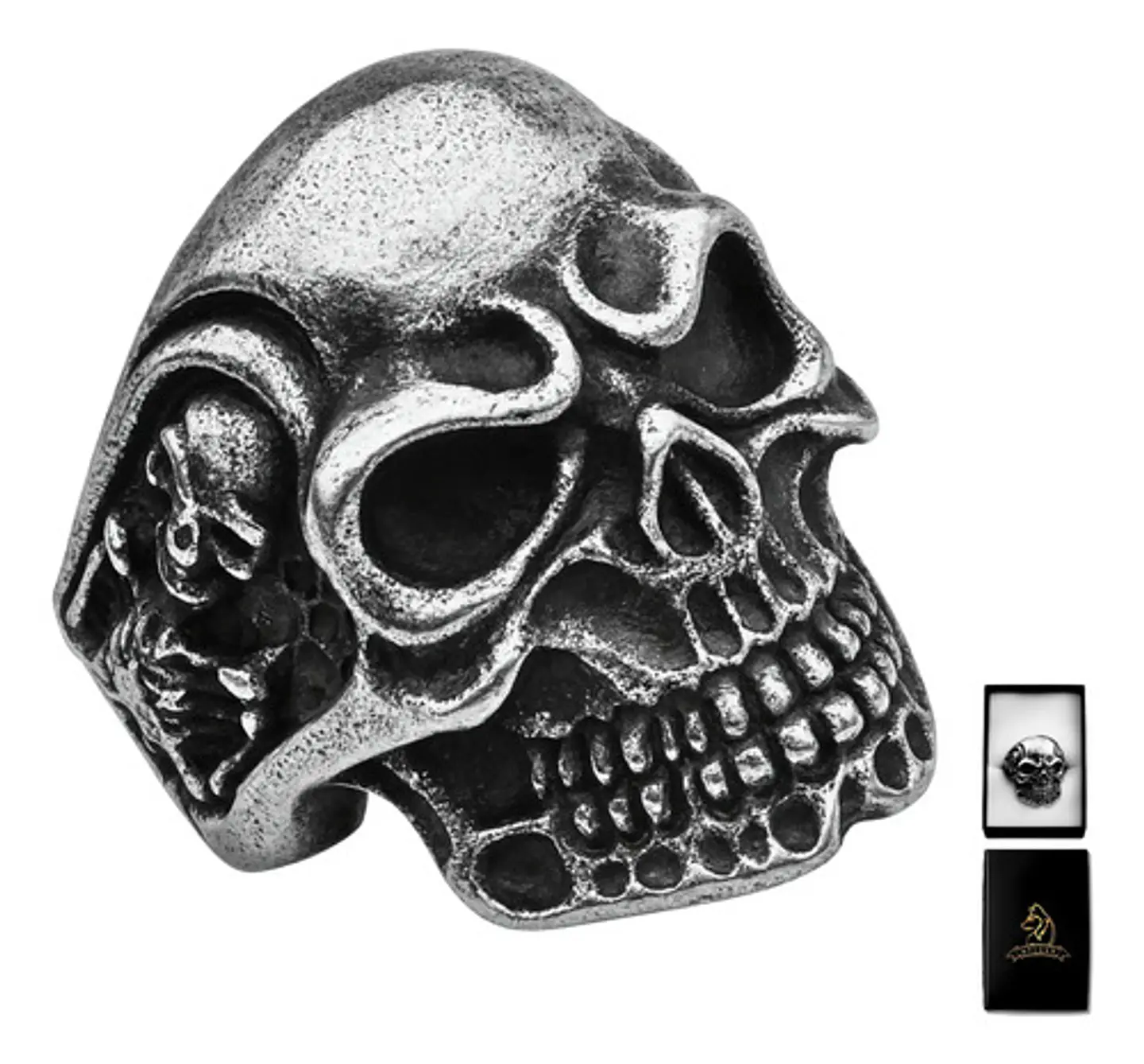 Anillo Biker Cráneo Calavera Gótico Acero Inoxidable Hombre 18