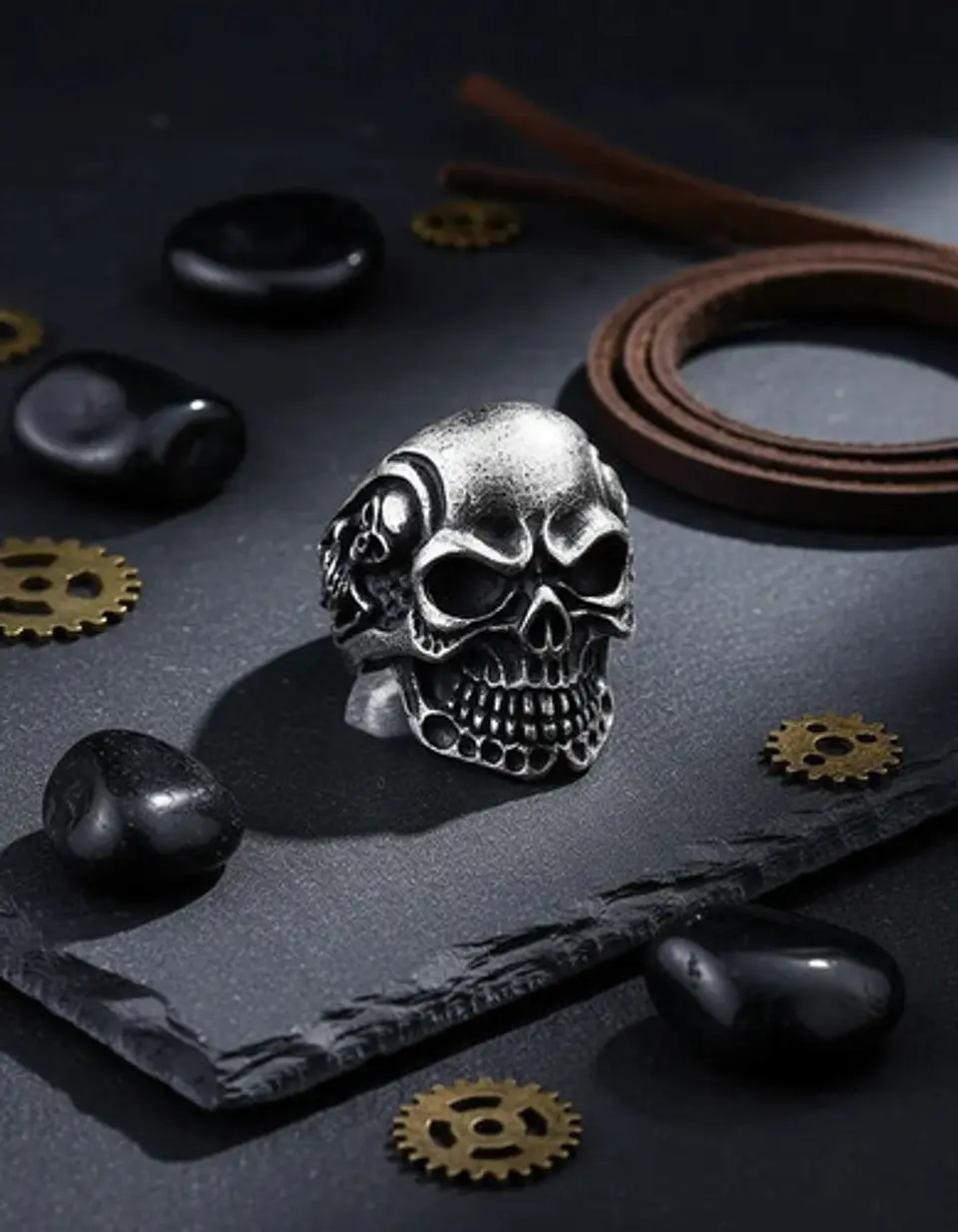 Anillo Biker Cráneo Calavera Gótico Acero Inoxidable Hombre 20