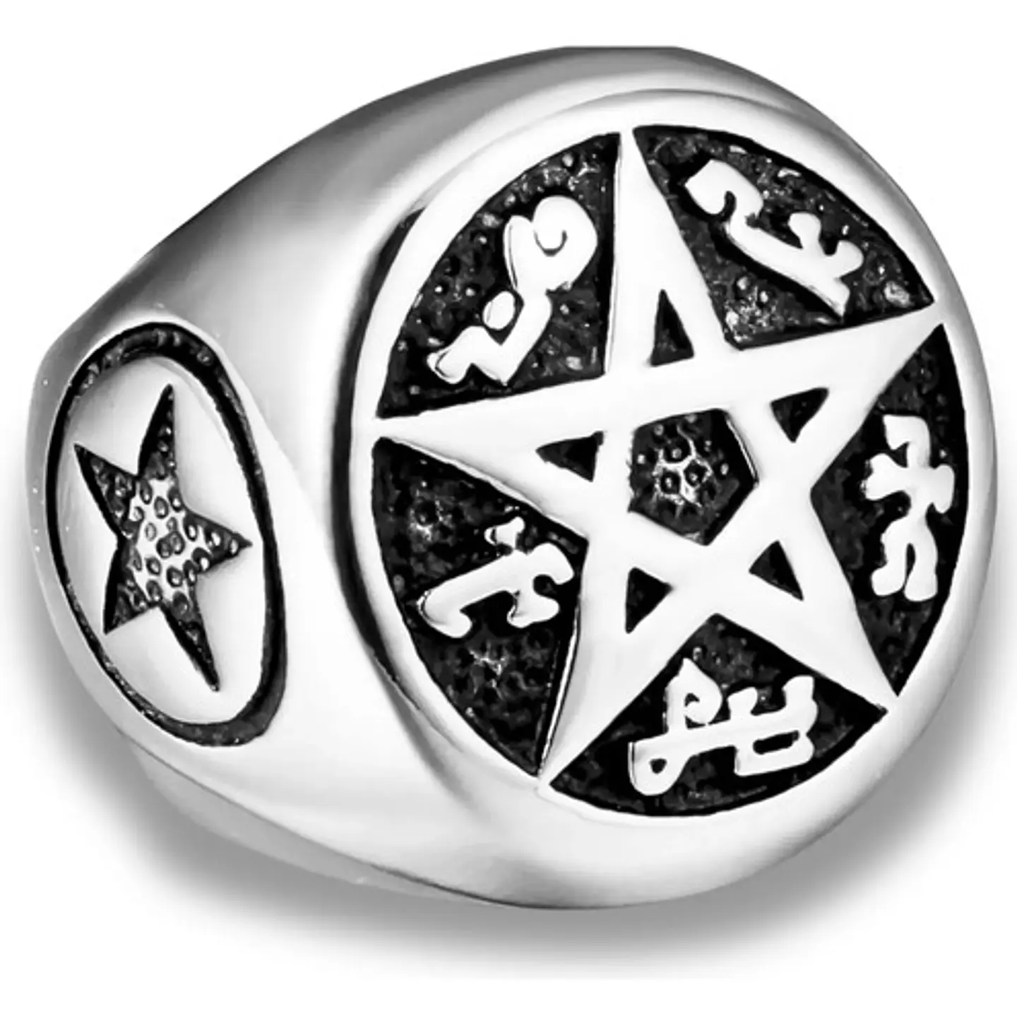 Anillo Pentaculo Pentagrama Amuleto Acero Inoxidable Hombre 3