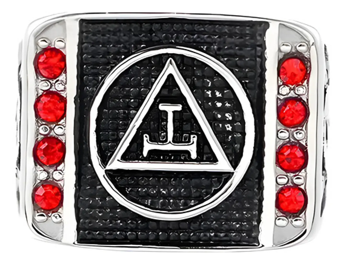 Anillo Acero Inoxidable Mason Piedra Roja Color Plata Hombre 2