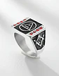Anillo Acero Inoxidable Mason Piedra Roja Color Plata Hombre - Miniatura 5