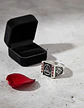 Anillo Acero Inoxidable Mason Piedra Roja Color Plata Hombre - Miniatura 6