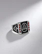 Anillo Acero Inoxidable Mason Piedra Roja Color Plata Hombre - Miniatura 8
