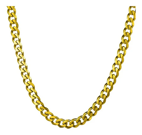 Cadena Acero Inoxidable Cubana Color Oro 7 Mm Para Hombre