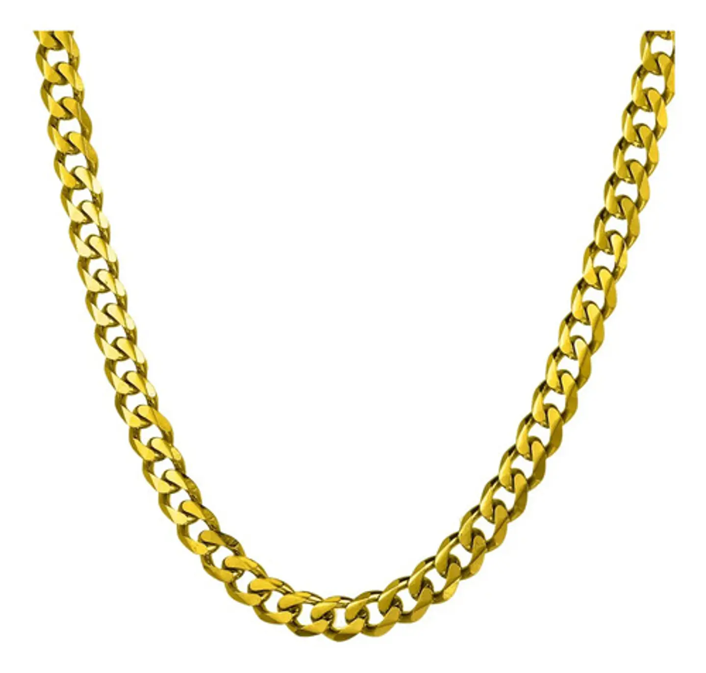 Cadena Acero Inoxidable Cubana Color Oro 7 Mm Para Hombre 1
