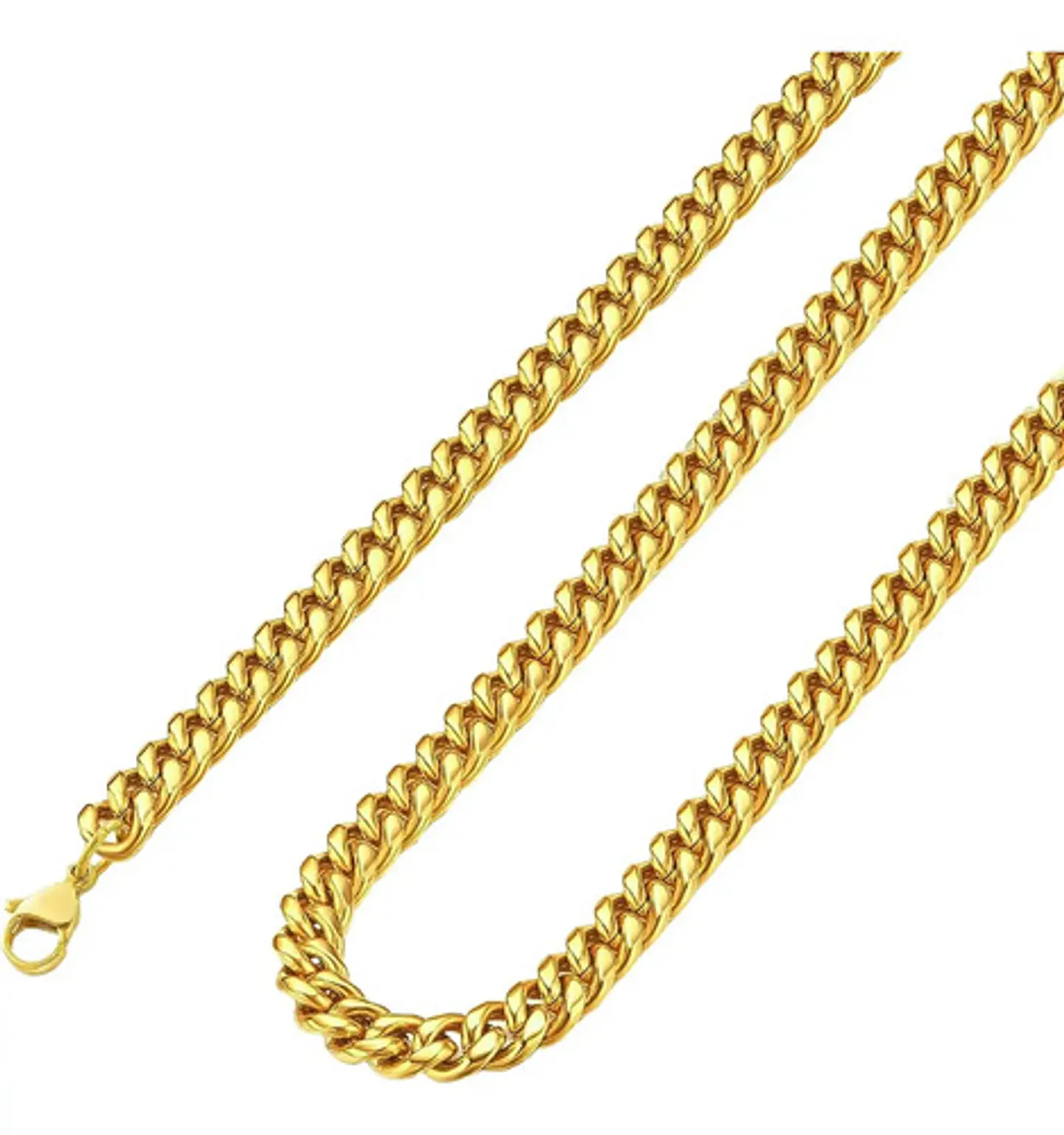 Cadena Acero Inoxidable Cubana Color Oro 7 Mm Para Hombre 2