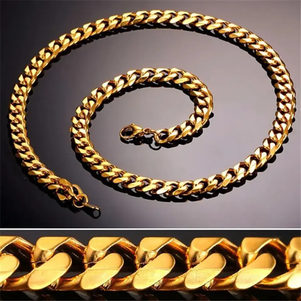 Cadena Acero Inoxidable Cubana Color Oro 7 Mm Para Hombre 4