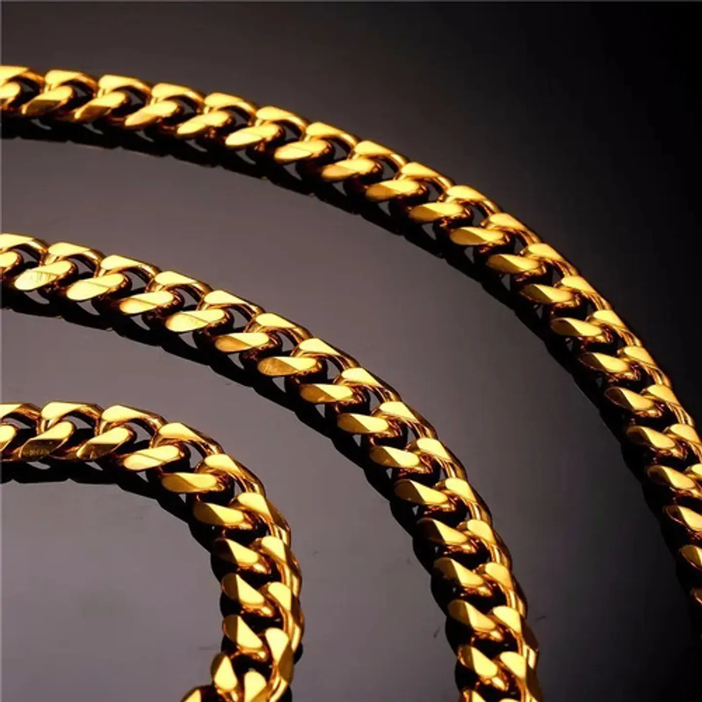 Cadena Acero Inoxidable Cubana Color Oro 7 Mm Para Hombre 5