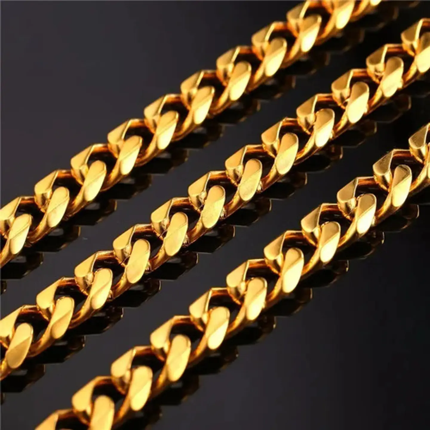 Cadena Acero Inoxidable Cubana Color Oro 7 Mm Para Hombre 6