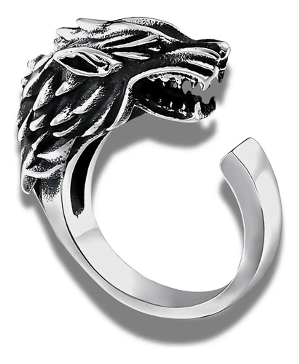 Anillo en Acero para hombre y mujer forma Lobo Stark Game Of Thrones  1