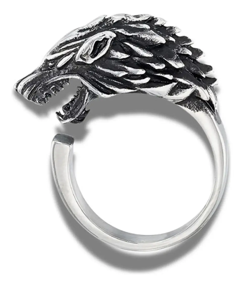 Anillo en Acero para hombre y mujer forma Lobo Stark Game Of Thrones  3