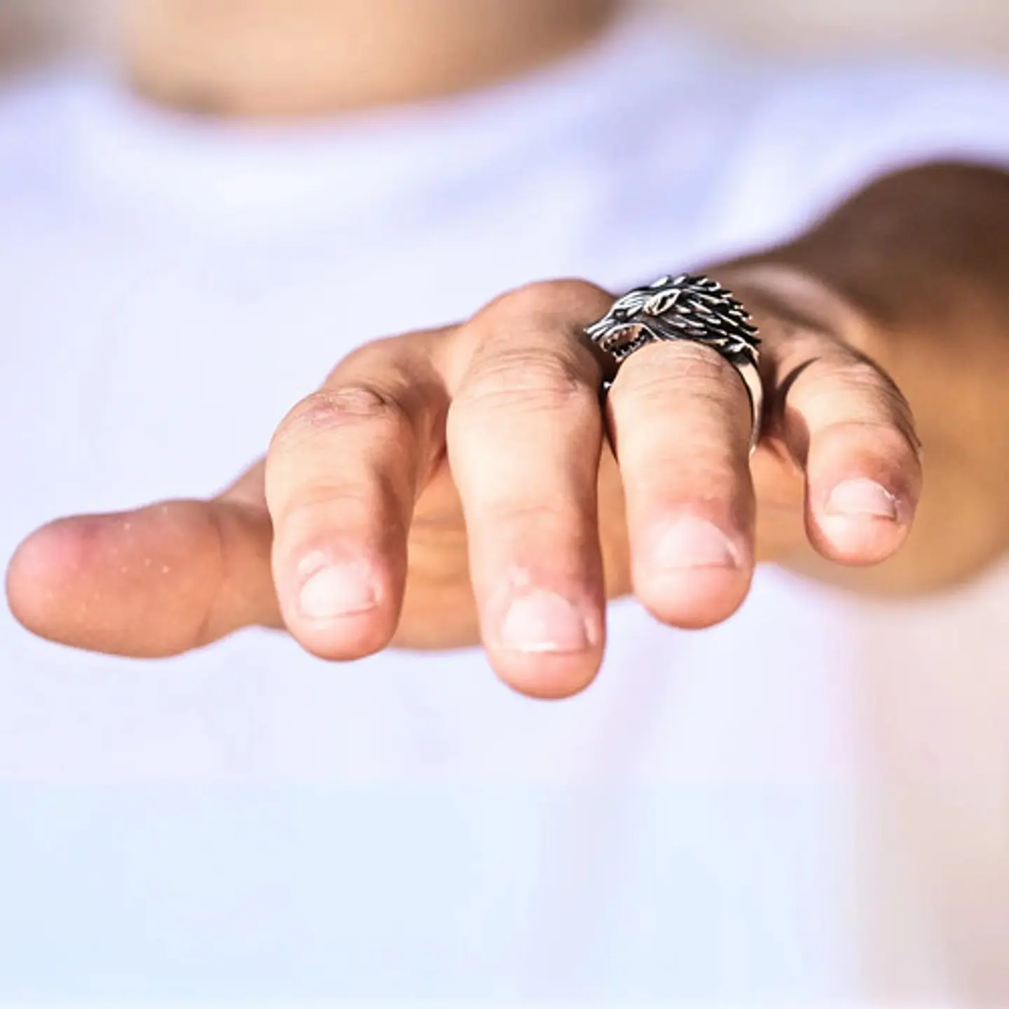 Anillo en Acero para hombre y mujer forma Lobo Stark Game Of Thrones  10