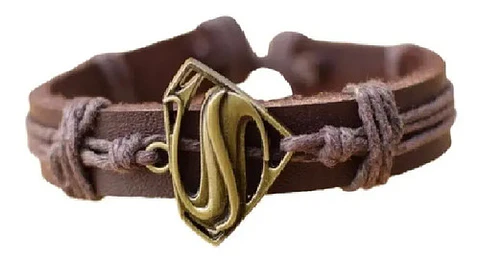 Pulsera Manilla Brazalete Cuero Superman Para Hombre Y Mujer