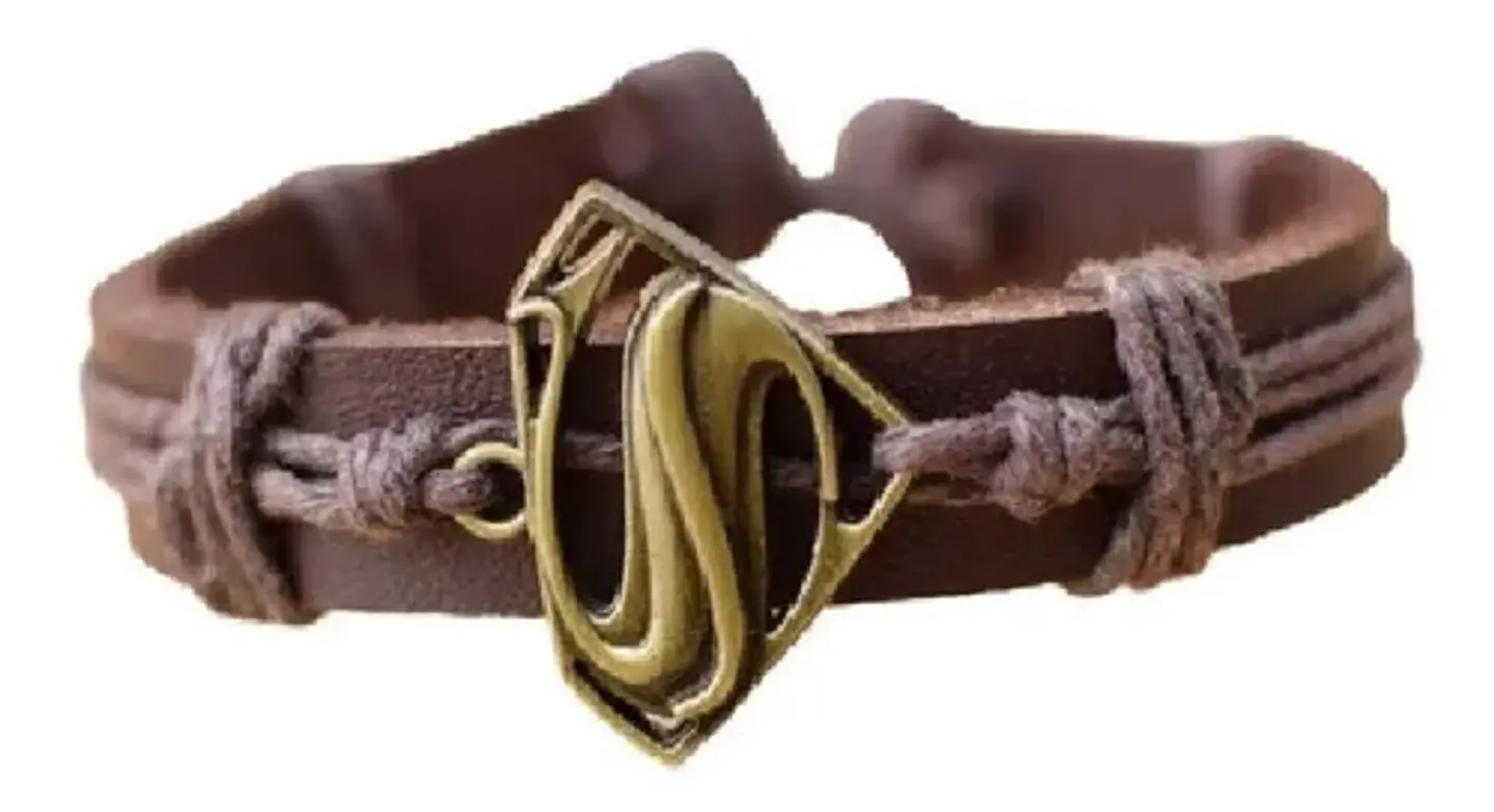 Pulsera Manilla Brazalete Cuero Superman Para Hombre Y Mujer 1
