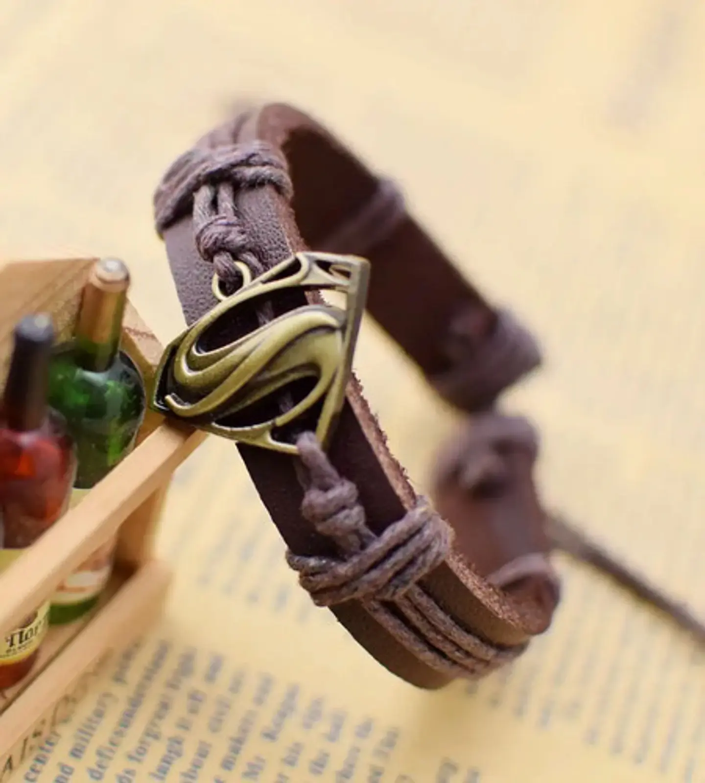 Pulsera Manilla Brazalete Cuero Superman Para Hombre Y Mujer 3