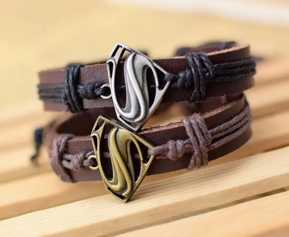 Pulsera Manilla Brazalete Cuero Superman Para Hombre Y Mujer 5