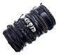 Set 10 unds Manillas de cuero para hombre Pulsera Calavera Craneo - Miniatura 1
