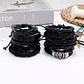 Set 10 unds Manillas de cuero para hombre Pulsera Calavera Craneo - Miniatura 3