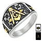 Anillo Para Hombre Masonería Masón De Acero Color Plateado/dorado - Miniatura 1