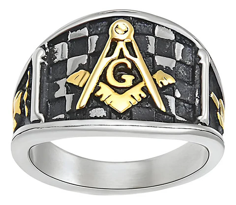 Anillo Para Hombre Masonería Masón De Acero Color Plateado/dorado