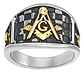 Anillo Para Hombre Masonería Masón De Acero Color Plateado/dorado - Miniatura 2