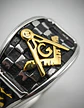 Anillo Para Hombre Masonería Masón De Acero Color Plateado/dorado - Miniatura 3