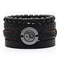 Pack X4 manillas en cuero para hombre y mujer Pulsera Brazalete Negro Yin Yang  - Miniatura 1