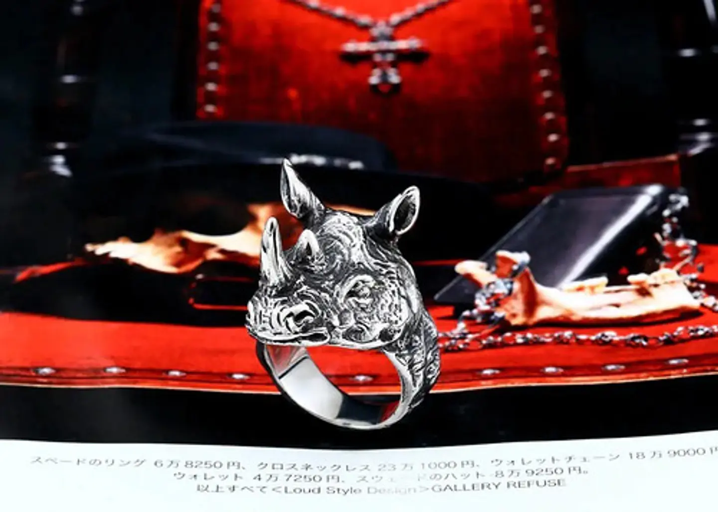 Anillo plateado en Acero para hombre forma de cabeza de Rinoceronte 6