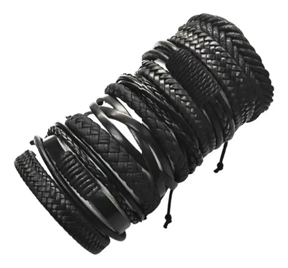 Pack X10 manillas en cuero para Hombre Y Mujer Pulseras Brazalete  1