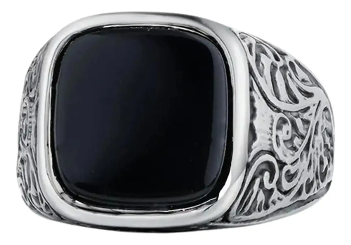 Anillo clásico en Acero para hombre y mujer con Piedra natural 1