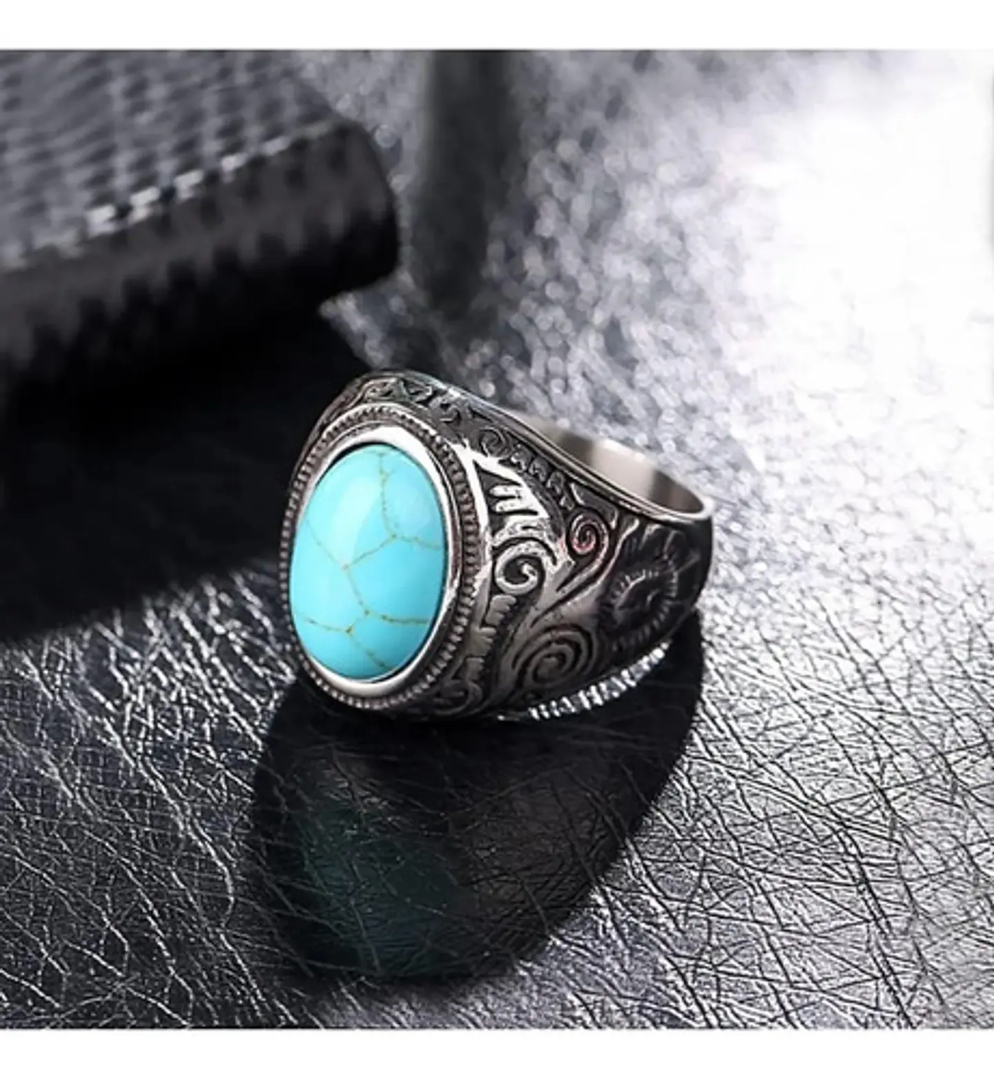 Anillo clásico en Acero para hombre y mujer con Piedra natural 12