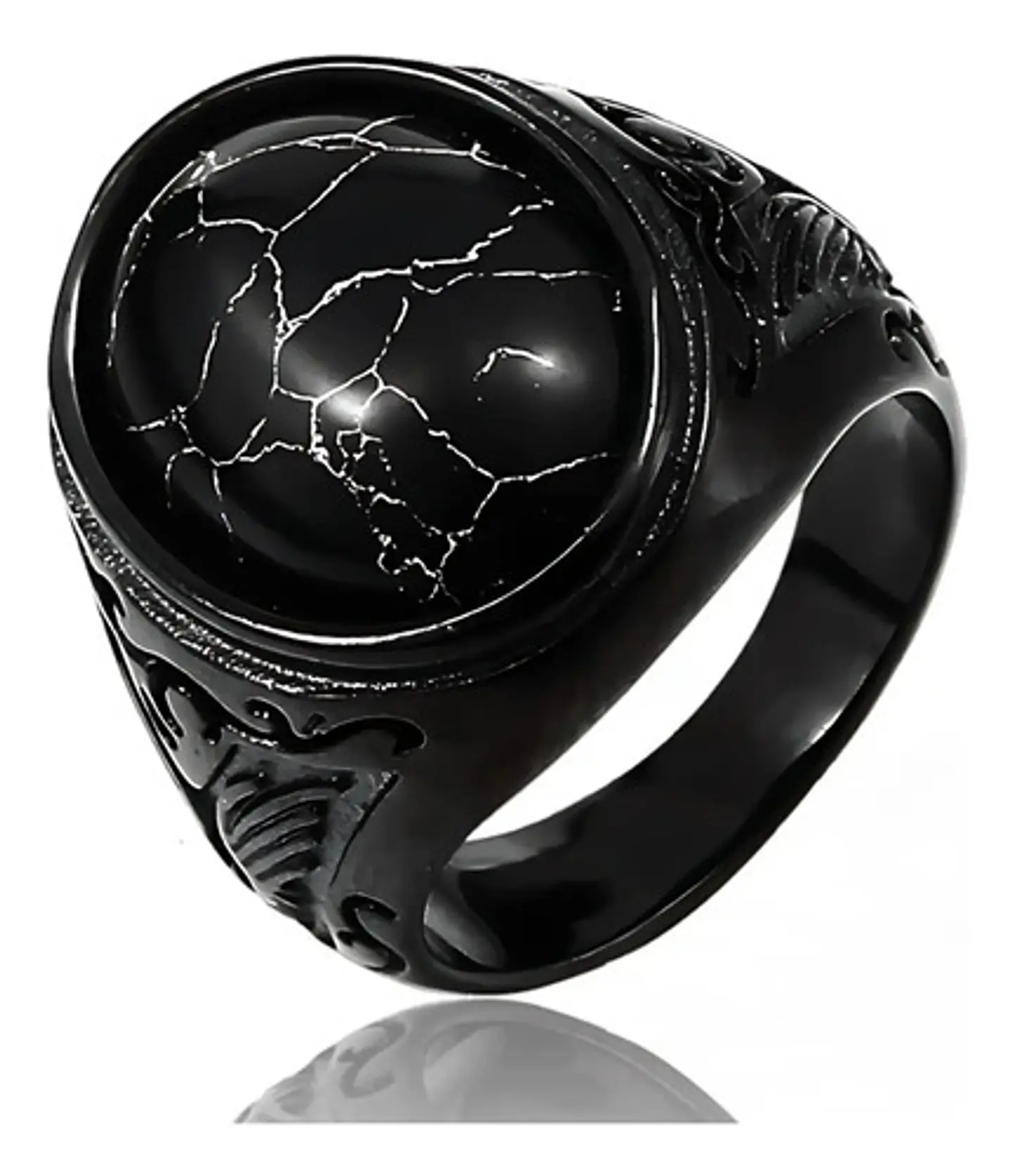 Anillo clásico en Acero para hombre y mujer con Piedra natural 15