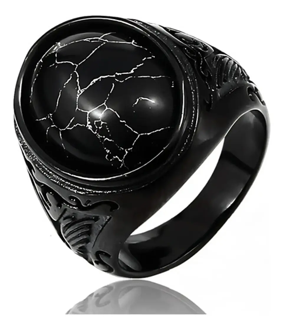 Anillo clásico en Acero para hombre y mujer con Piedra natural 15