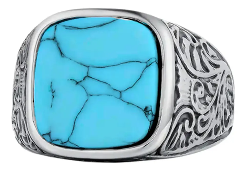 Anillo clásico en Acero para hombre y mujer con Piedra natural 22