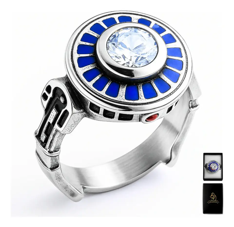 Anillo en acero Para Hombre Y Mujer Forma Robot R2-d2 De Star Wars 1