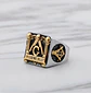 Anillo en Acero para hombre símbolo escuadra Mason Masoneria bicolor - Miniatura 5