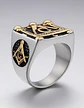 Anillo en Acero para hombre símbolo escuadra Mason Masoneria bicolor - Miniatura 8