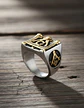 Anillo en Acero para hombre símbolo escuadra Mason Masoneria bicolor - Miniatura 9