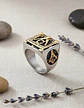 Anillo en Acero para hombre símbolo escuadra Mason Masoneria bicolor - Miniatura 10
