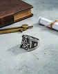 Anillo en Acero para hombre símbolo escuadra Mason Masoneria bicolor - Miniatura 14