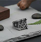 Anillo en Acero para hombre símbolo escuadra Mason Masoneria bicolor - Miniatura 16