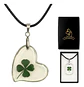 Collar para Hombre Mujer Dije Forma De Corazón resina Trébol Real Suerte - Miniatura 1
