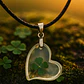 Collar para Hombre Mujer Dije Forma De Corazón resina Trébol Real Suerte - Miniatura 2