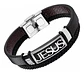 Pulsera en cuero para hombre Manilla Brazalete placa Jesus Catolica - Miniatura 3