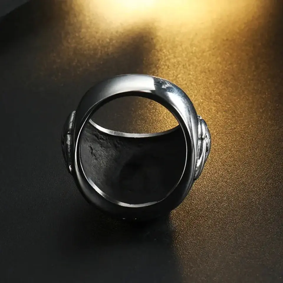 Anillo religioso Para Hombre en Acero Mano De Dios bicolor 3