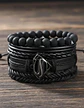 Pack X4 manillas Cuero Negro para Hombre y Mujer pulsera emblema Superman - Miniatura 2
